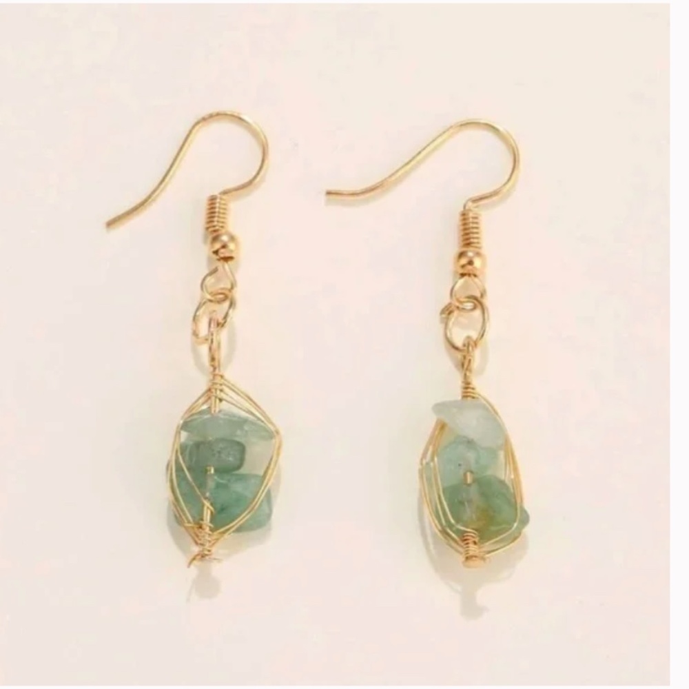 ✨ FREE Stone Drop Boho Peasant Hipster Geode Geo Hippie Art Deco Farm Earrings